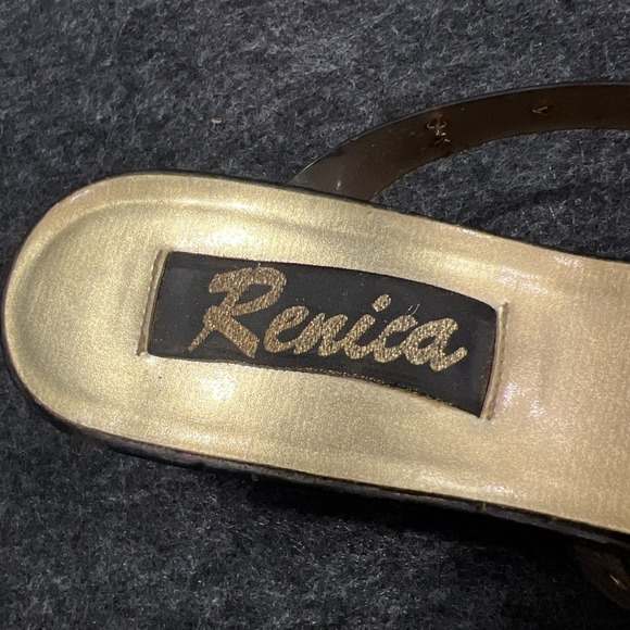 Vintage Renica Womens Size 8M Gold Lucite Wedge Heel Sandals Very Retro - Picture 5 of 13